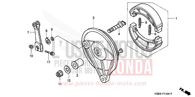 BREMSPLATTE, HINTEN von Shadow VT125C CANDY GLORY RED-U (R101) von 1999